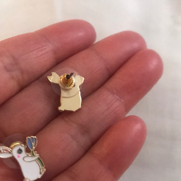 🌸NEW🌸 Lauren Conrad Bunny Flower Pearl Tail Earrings - Picture 7 of 12